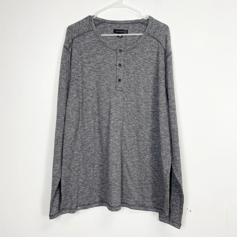 Treasure & Bond Shirt Mens Size 2XL Gray Long Sleeve Henley Cotton Blend
